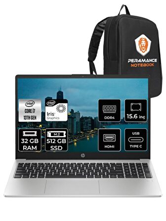 HP 250 G10 Intel Core i7 1355U 32GB RAM 512GB SSD 15.6'' FHD FDOS 8A541EA & PER4 ÇANTA