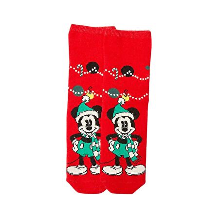 Mickey Mouse Yılbaşı Christmas Soket Çorap 36-38 Numara