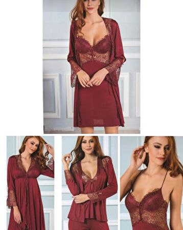 Pierre Cardin 5625 Bordo  Penye 6 Lı Kadın Çeyiz Seti