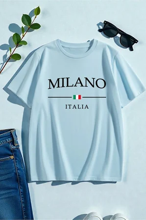 Unisex Mılano Itally Baskılı Tasarım Tshirt