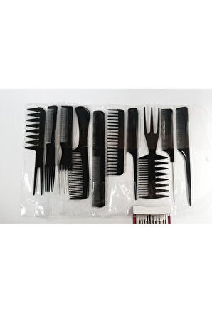 Powertec TR-C10 10'lu Profesyonel Kuaför Tarağı - Berber Tarağı Çantalı Set