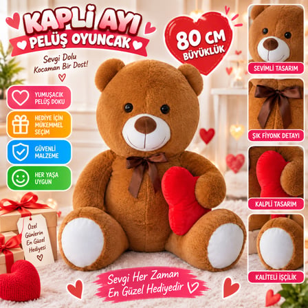 62531 80CM KAPLİ AYI PELUŞ OYUNCAK (adet fiyatıdır)