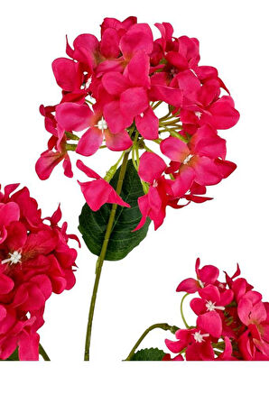 Yapay Çiçek Ortanca 3 Toplu Fuşya Tek Dal Tomurcuklu 75*25cm Kumaş Çiçek Uzun Dal