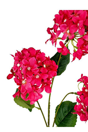 Yapay Çiçek Ortanca 3 Toplu Fuşya Tek Dal Tomurcuklu 75*25cm Kumaş Çiçek Uzun Dal