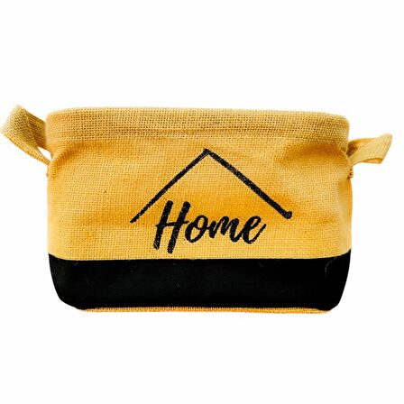 Sweet Home Jüt Hasır Ev Düzenleyici Mutfak Banyo Salon Sepeti Katlanır Sıvı Korumalı Küçük