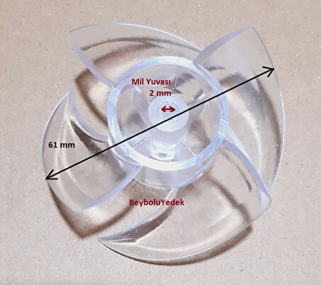 Braun 61 Milim Pervane , Saç Kurutma Düzleştirici Pervanesi Mil Delik Yuvası 2 mm