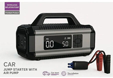 Airstorr Yesido VC13 5in1 Araç Akü Acil Durum Takviye Güç Kaynağı ve Hava Kompresörü 12V 150W 10000mAh