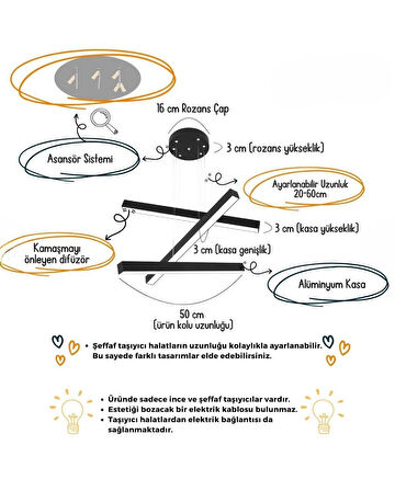 Trillizo ( Gri Kasa, Doğal Beyaz Işık ) Modern Sarkıt Led Avize, Salon, Mutfak, Oturma Odası