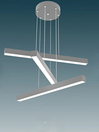 Trillizo ( Gri Kasa, Doğal Beyaz Işık ) Modern Sarkıt Led Avize, Salon, Mutfak, Oturma Odası
