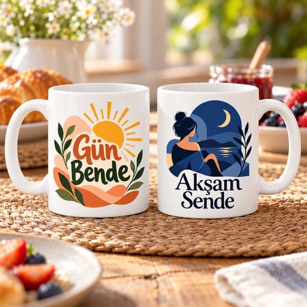 Günden Akşama 2'li Porselen Kupa Seti - MODEL 596