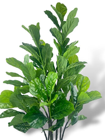 Yapay Ağaç Keman Yapraklı Kavuçuk Yeşil Salon Bitkisi Siyah Saksıda 140cm