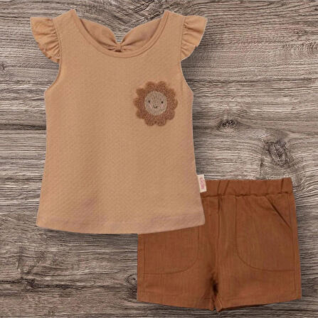 KIZ BEBEK ŞIK İKİLİ ŞORTLU ALTÜST TAKIM