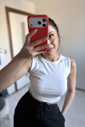 Yumuş Prdd Fitilli Crop Atlet Beyaz