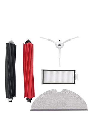Roborock Q5 Pro / Q5 Pro Plus Uyumlu Yedek Parça Seti (5'li) - Filtre, Mop, Yan ve Ana Fırçalar
