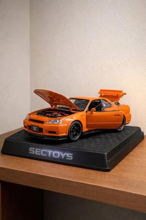 Fast And Furious Nissan Skyline Gtr-34 Diecast Model Araba Açılan Kapılar Nissan GTR Turuncu Model