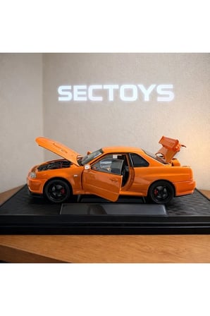Fast And Furious Nissan Skyline Gtr-34 Diecast Model Araba Açılan Kapılar Nissan GTR Turuncu Model