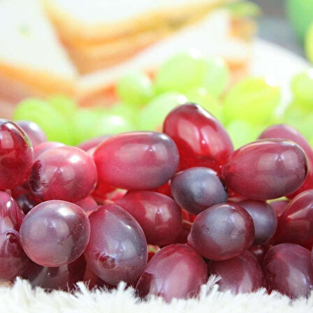 2li Set Yapay Meyve Kırmızı Üzüm Süs Dekoratif Meyve 15CM