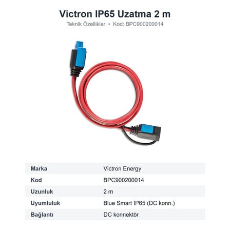 Victron Energy Blue Smart IP65 Şarj Cihazı İçin 2 m Uzatma Kablosu (BPC900200014)