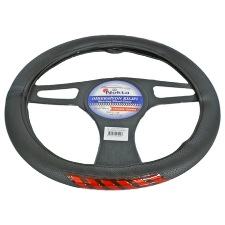 NYF A-20 Geçmeli Direksiyon Kılıfı Fosforlu Siyah (Ok İşareti Kırmızı) 38 cm
