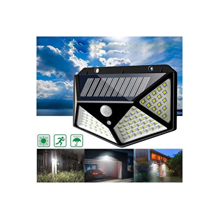 100 led Güneş Enerjili Solar Lamba - Solar sokak lambası - Bahçe Lambası- 3 Mod Hareket ve KAranlık sensörlü