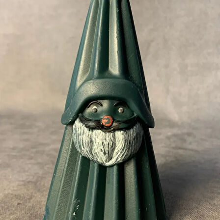 Uretti - Ayşe 7362 - El Yapımı Noel Baba Detaylı Yeşil Mum - 6 x 12 cm