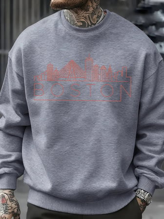 Boston City Line Baskılar Erkekler Kazak Sonbahar Hip Hop Moda Kazaklar Rahat Tişörtü Rahat P