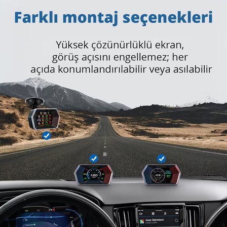 OBD + GPS Çift Modlu Araç HUD LCD Ekranlı Akıllı Gösterge ve Arıza Tespit Cihazı Oto Kokusu Hediye