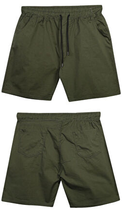 Likralı Büyük Beden 120 - 157 Kilo Arası İçin Uygun Bedenli Erkek Bağcıklı Gabardin Şort