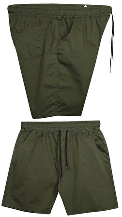 Likralı Büyük Beden 120 - 157 Kilo Arası İçin Uygun Bedenli Erkek Bağcıklı Gabardin Şort