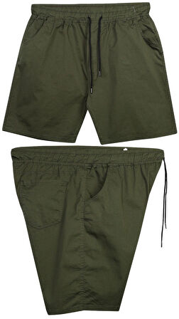 Likralı Büyük Beden 120 - 157 Kilo Arası İçin Uygun Bedenli Erkek Bağcıklı Gabardin Şort