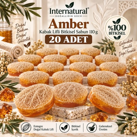 Internatural Amber Kabak Lifli Bitkisel Sabun 20'li Paket (20 x 110 g)