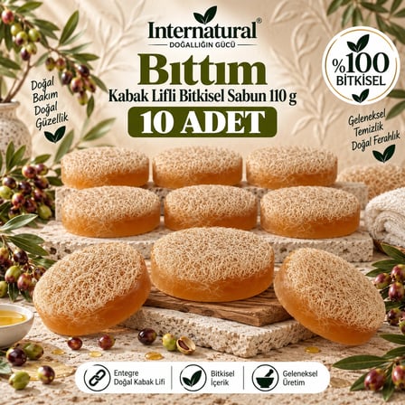 Internatural Bıttım Kabak Lifli Bitkisel Sabun 10'lu Paket (10 x 110 g)