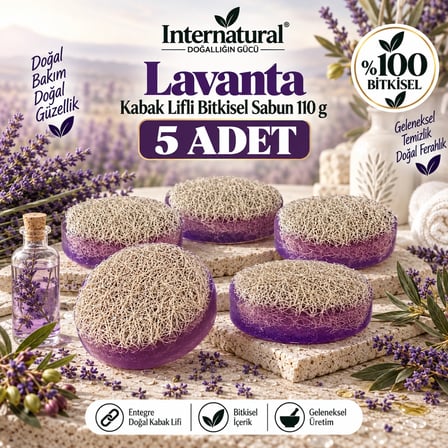 Internatural Lavanta Kabak Lifli Bitkisel Sabun 5'li Paket (5 x 110 g)