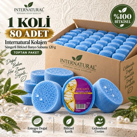 Internatural Kolajen Süngerli Bitkisel Banyo Sabunu 80'li Koli (80 x 120 g)
