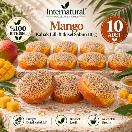 Internatural Mango Kabak Lifli Bitkisel Sabun 10'lu Paket (10 x 110 g)