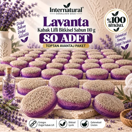 Internatural Lavanta Kabak Lifli Bitkisel Sabun 80'li Paket (80 x 110 g)