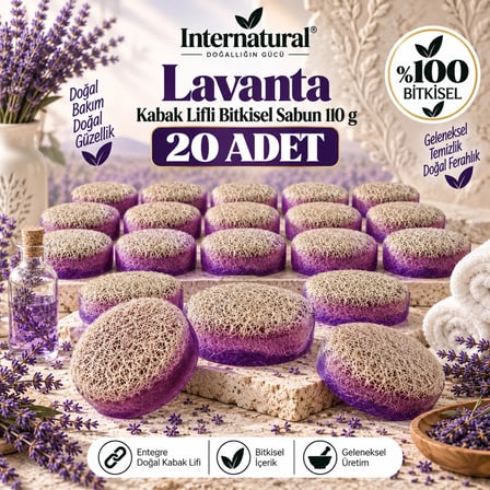 Internatural Lavanta Kabak Lifli Bitkisel Sabun 20'li Paket (20 x 110 g)