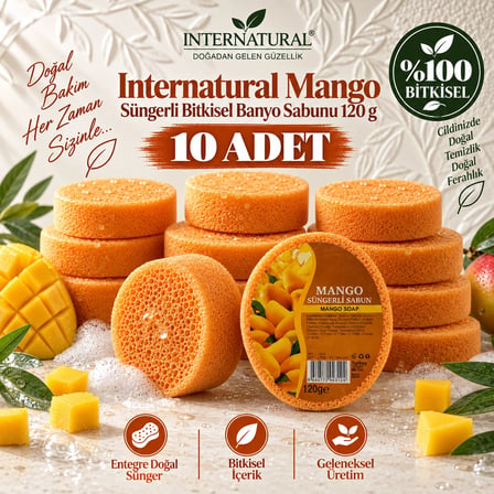 Internatural Mango Süngerli Bitkisel Sabun 10'lu Paket (10 x 120 g)