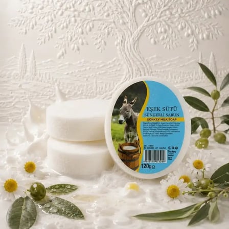 Internatural Eşek Sütü Süngerli Bitkisel Banyo Sabunu 5'li Paket (5 x 120 g)