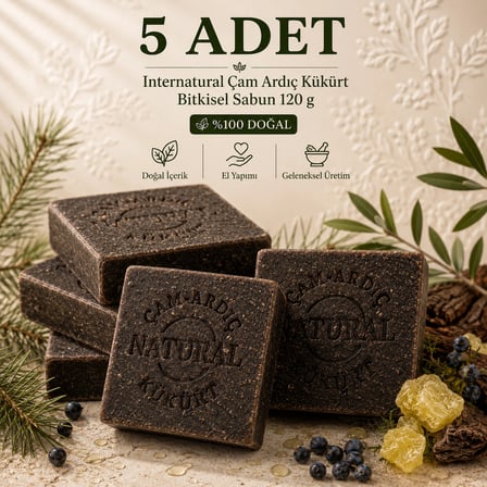 Internatural Çam Ardıç Kükürt Bitkisel Sabun 120 g - 5 Adet