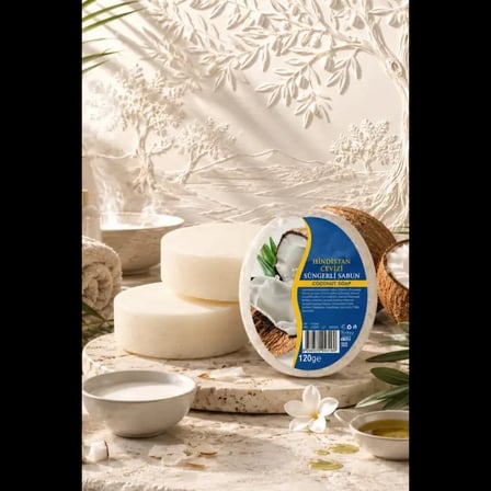 Internatural Hindistan Cevizi Süngerli Bitkisel Banyo Sabunu 5'li Paket (5 x 120 g)