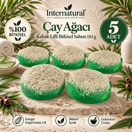 Internatural Çay Ağacı Kabak Lifli Bitkisel Sabun 5'li Paket (5 x 110 g)