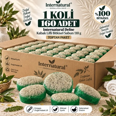 Internatural Defne Kabak Lifli Bitkisel Sabun 160'lı Paket (160 x 110 g)