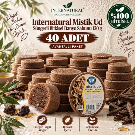 Internatural Mistik Ud Süngerli Bitkisel Banyo Sabunu 40'lı Paket (40 x 120 g)