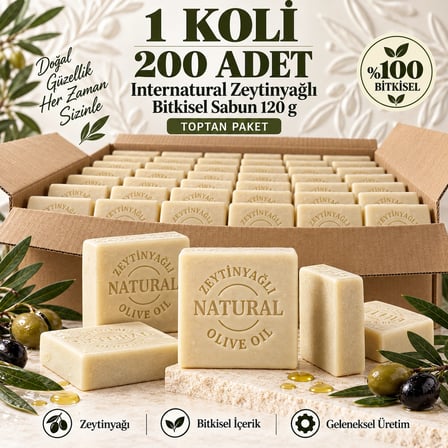 Internatural Zeytinyağlı Bitkisel Sabun 120 g - 200 Adet (1 Koli)
