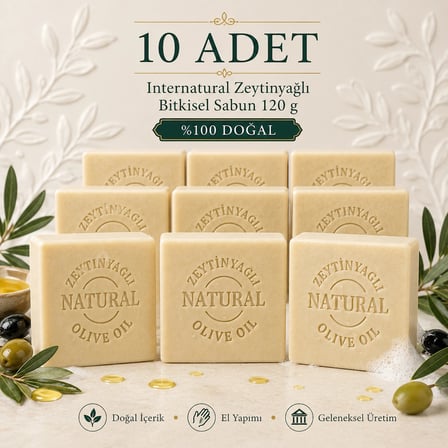 Internatural Zeytinyağlı Bitkisel Sabun 120 g - 10 Adet