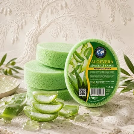 Internatural Aloe Vera Süngerli Bitkisel Banyo Sabunu 20'li Paket (20 x 120 g)
