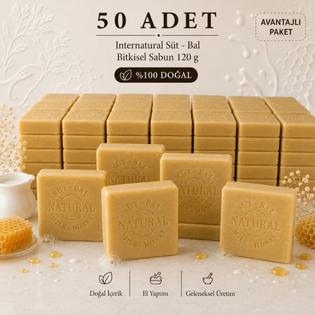 Internatural Süt - Bal Bitkisel Sabun 120 g - 50 Adet