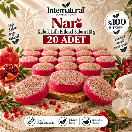 Internatural Nar Kabak Lifli Bitkisel Sabun 20'li Paket (20 x 110 g)