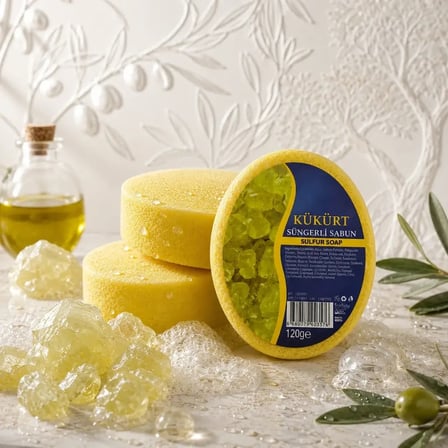 Internatural Kükürtlü Süngerli Bitkisel Banyo Sabunu 5'li Paket (5 x 120 g)